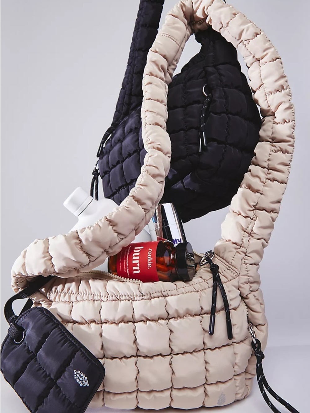 Free People FP Movement Quilted Baby Carryall Sling Bag In Tofu Taupe New - Picture 2 of 16